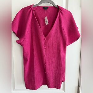 Ann Taylor Factory Pink Button-Up Blouse